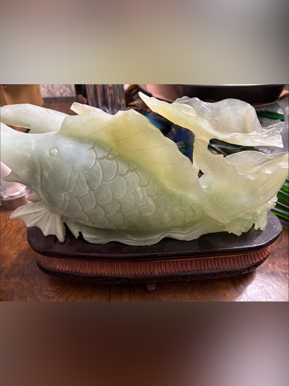 Jade-Look Green Fish Sculpture Aquarium Décor - Unbranded